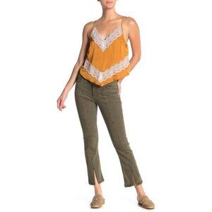 Free People Army Green Cropped Bootcut Jeans